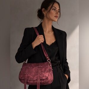 Mila Louise Bess Spark X Crossbody Bag Black Iridescent Leather